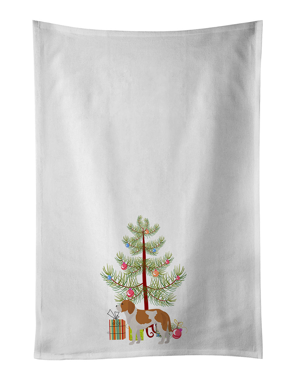 NEW Beaglier #1 Christmas Tree Kitchen Towel Set of 2 White Dish Towels Decorative Bathroom Hand towel for Hand, Face, Hair, Yoga, Tea, Dishcloth, 19 X 28", White