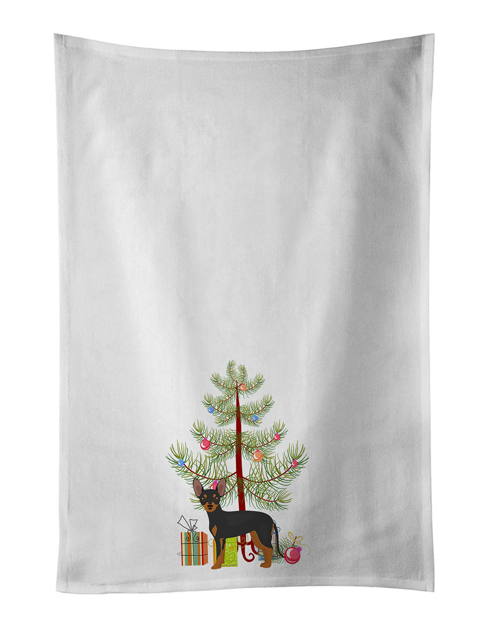 NEW Prague Ratter Christmas Tree Kitchen Towel Set of 2 White Dish Towels Decorative Bathroom Hand towel for Hand, Face, Hair, Yoga, Tea, Dishcloth, 19 X 28", White