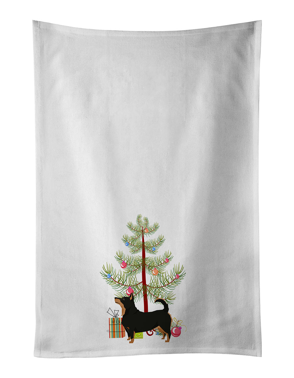 NEW Lancashire Terrier Christmas Tree Kitchen Towel Set of 2 White Dish Towels Decorative Bathroom Hand towel for Hand, Face, Hair, Yoga, Tea, Dishcloth, 19 X 28", White