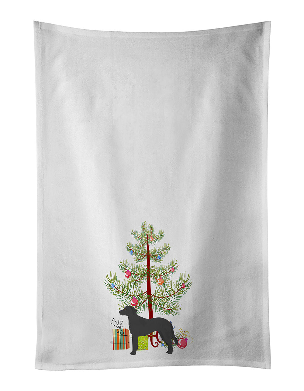 NEW Black Goldador Christmas Tree Kitchen Towel Set of 2 White Dish Towels Decorative Bathroom Hand towel for Hand, Face, Hair, Yoga, Tea, Dishcloth, 19 X 28", White