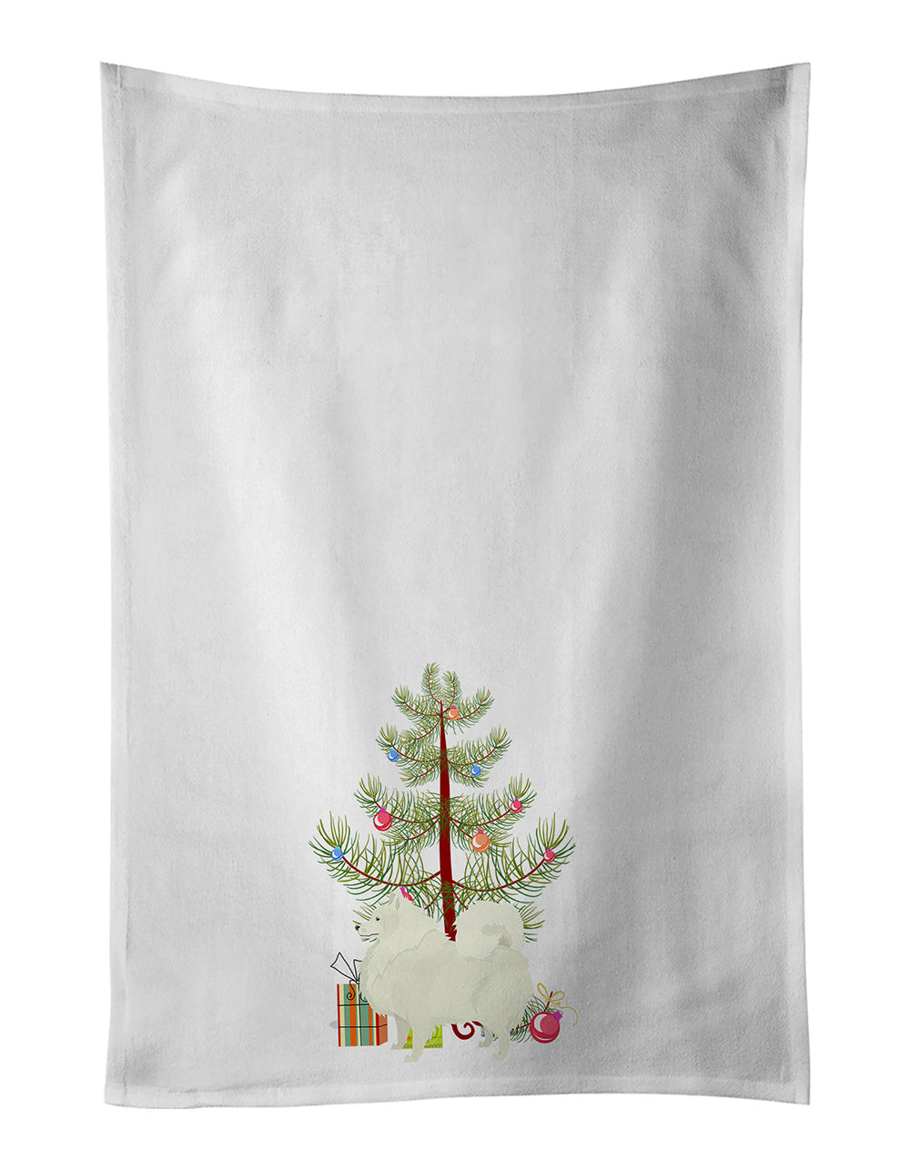 NEW Spitz Christmas Tree Kitchen Towel Set of 2 White Dish Towels Decorative Bathroom Hand towel for Hand, Face, Hair, Yoga, Tea, Dishcloth, 19 X 28", White