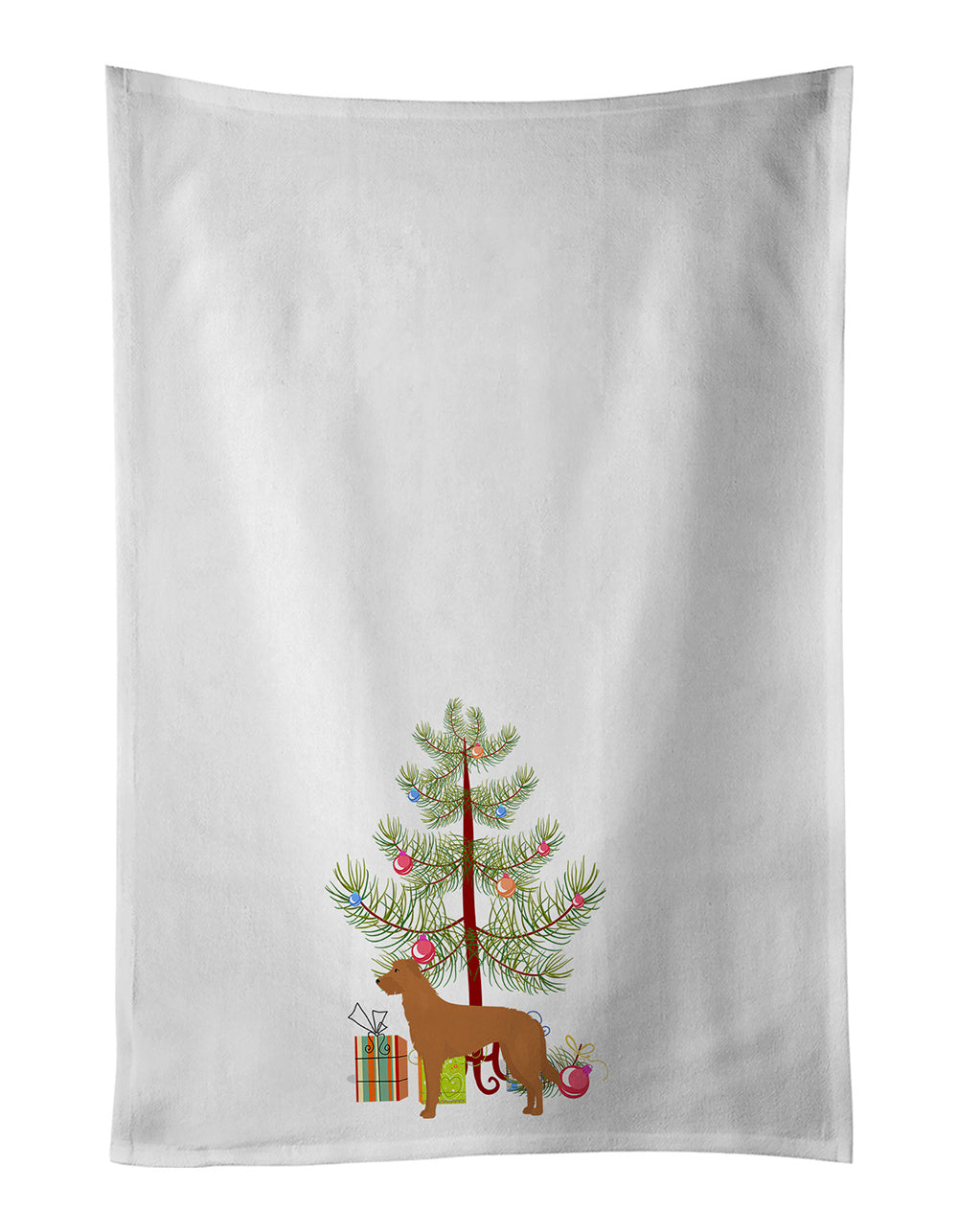 NEW Lurcher #2 Christmas Tree Kitchen Towel Set of 2 White Dish Towels Decorative Bathroom Hand towel for Hand, Face, Hair, Yoga, Tea, Dishcloth, 19 X 28", White