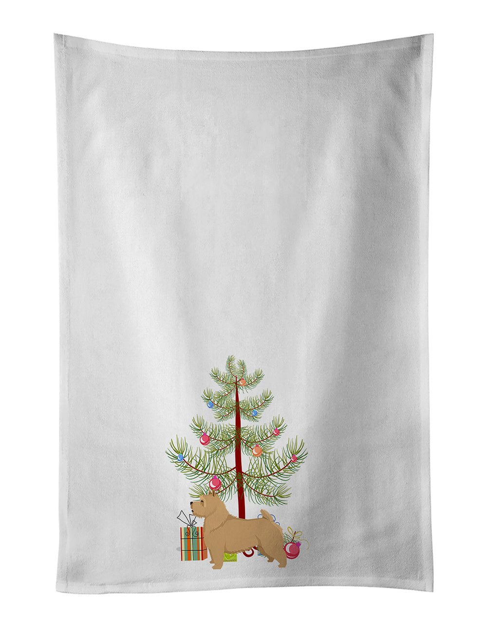 NEW Norwich Terrier Christmas Tree Kitchen Towel Set of 2 White Dish Towels Decorative Bathroom Hand towel for Hand, Face, Hair, Yoga, Tea, Dishcloth, 19 X 28", White