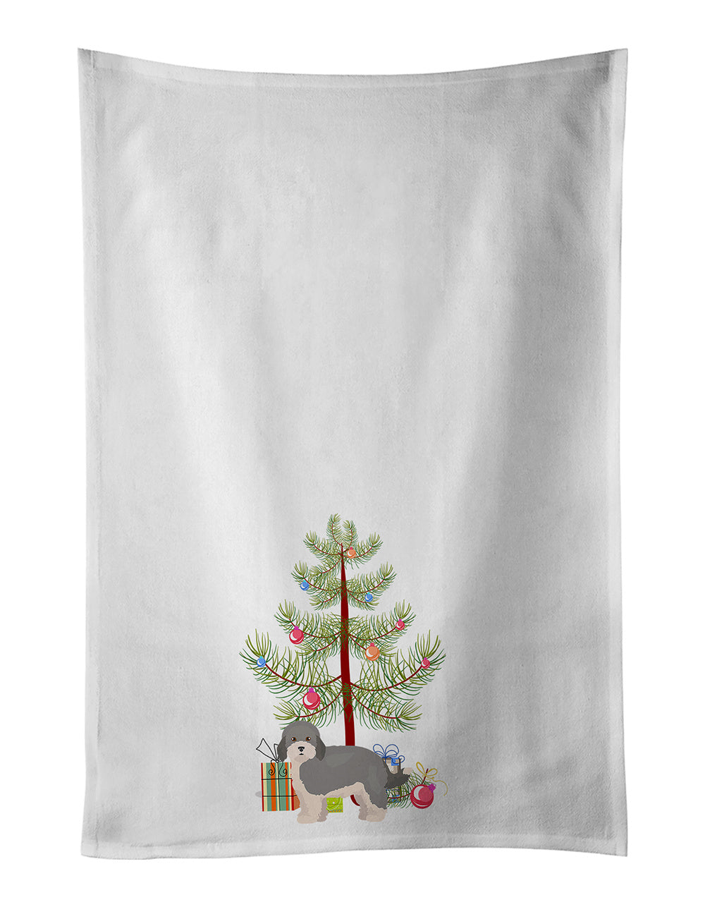 NEW Havapoo #2 Christmas Tree Kitchen Towel Set of 2 White Dish Towels Decorative Bathroom Hand towel for Hand, Face, Hair, Yoga, Tea, Dishcloth, 19 X 28", White