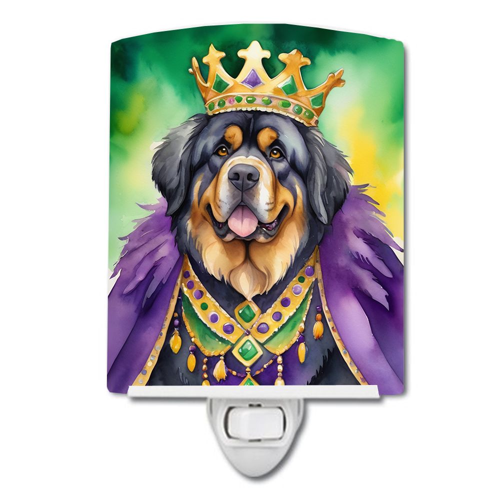 NEW Tibetan Mastiff King of Mardi Gras Ceramic Night Light Compact, UL-Certified, Ideal for Bedroom, Bathroom, Nursery, Hallway, Kitchen, 6x4x3, Multicolor