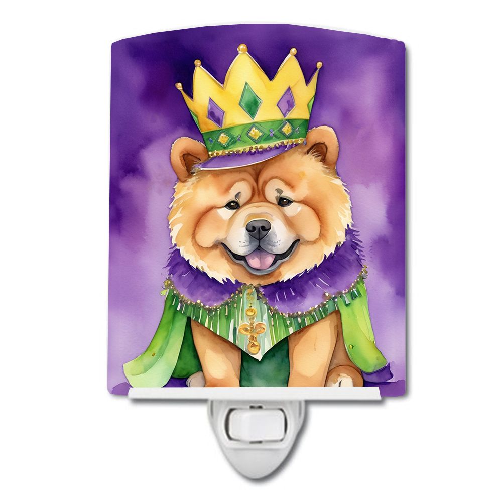 NEW Chow Chow King of Mardi Gras Ceramic Night Light Compact, UL-Certified, Ideal for Bedroom, Bathroom, Nursery, Hallway, Kitchen, 6x4x3, Multicolor