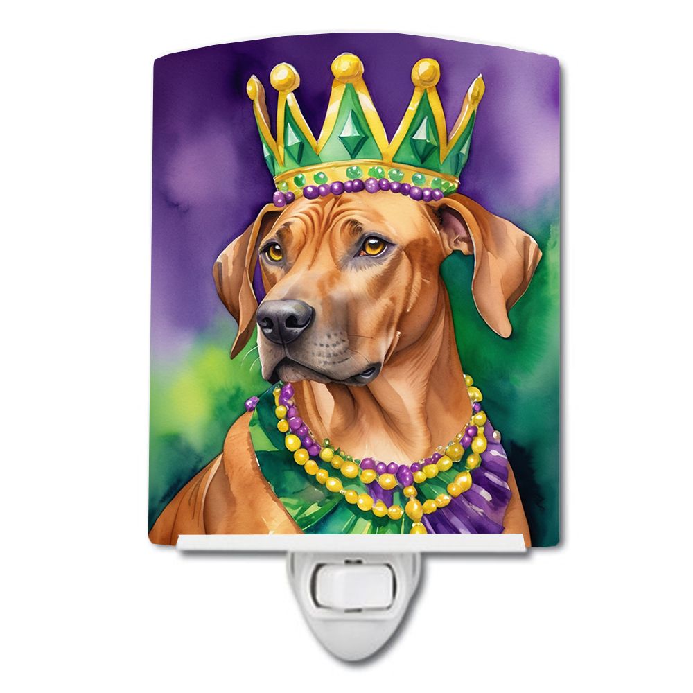 NEW Rhodesian Ridgeback King of Mardi Gras Ceramic Night Light Compact, UL-Certified, Ideal for Bedroom, Bathroom, Nursery, Hallway, Kitchen, 6x4x3, Multicolor