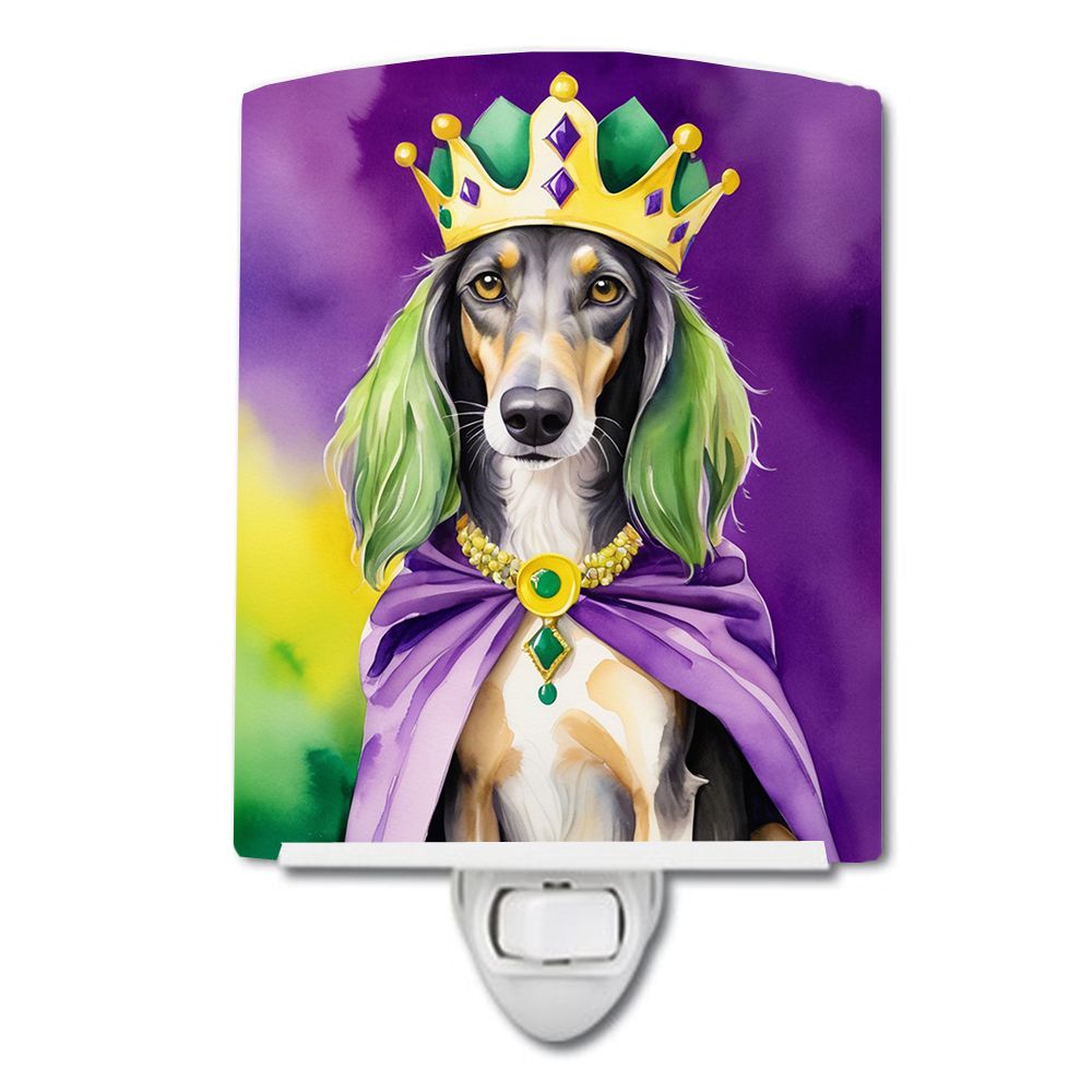 NEW Saluki King of Mardi Gras Ceramic Night Light Compact, UL-Certified, Ideal for Bedroom, Bathroom, Nursery, Hallway, Kitchen, 6x4x3, Multicolor