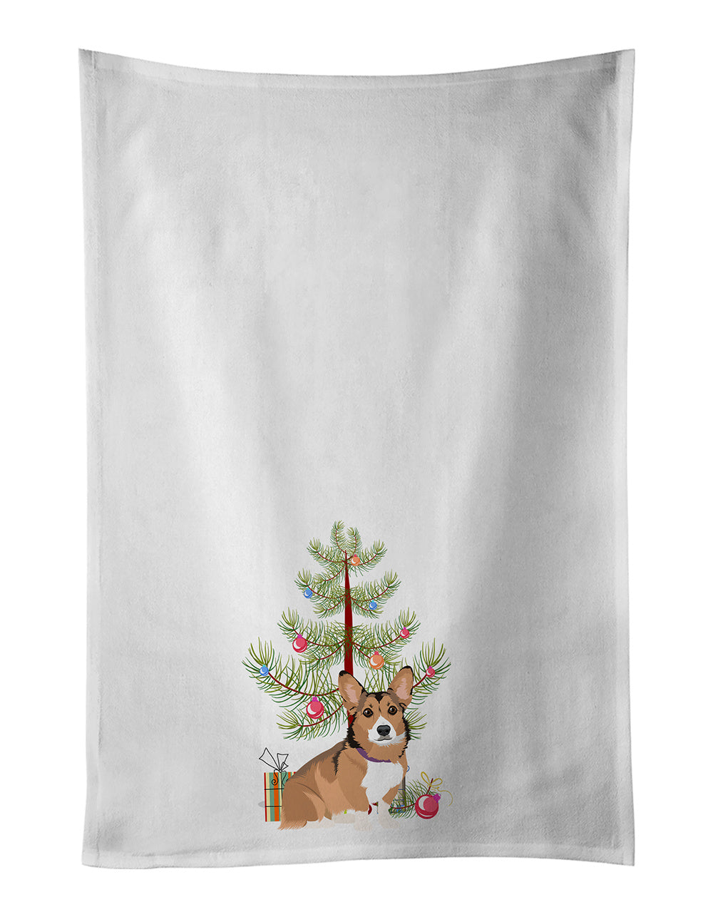 NEW Pembroke Welsh Corgi Sable and White Christmas Kitchen Towel Set of 2 White Dish Towels Decorative Bathroom Hand towel for Hand, Face, Hair, Yoga, Tea, Dishcloth, 19 X 28", White