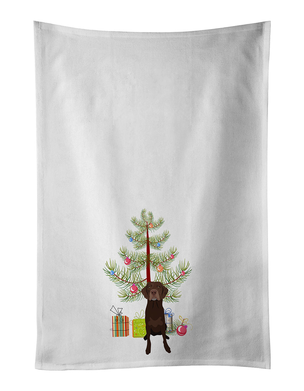 NEW Labrador Retriever Chocolate #2 Christmas Kitchen Towel Set of 2 White Dish Towels Decorative Bathroom Hand towel for Hand, Face, Hair, Yoga, Tea, Dishcloth, 19 X 28", White