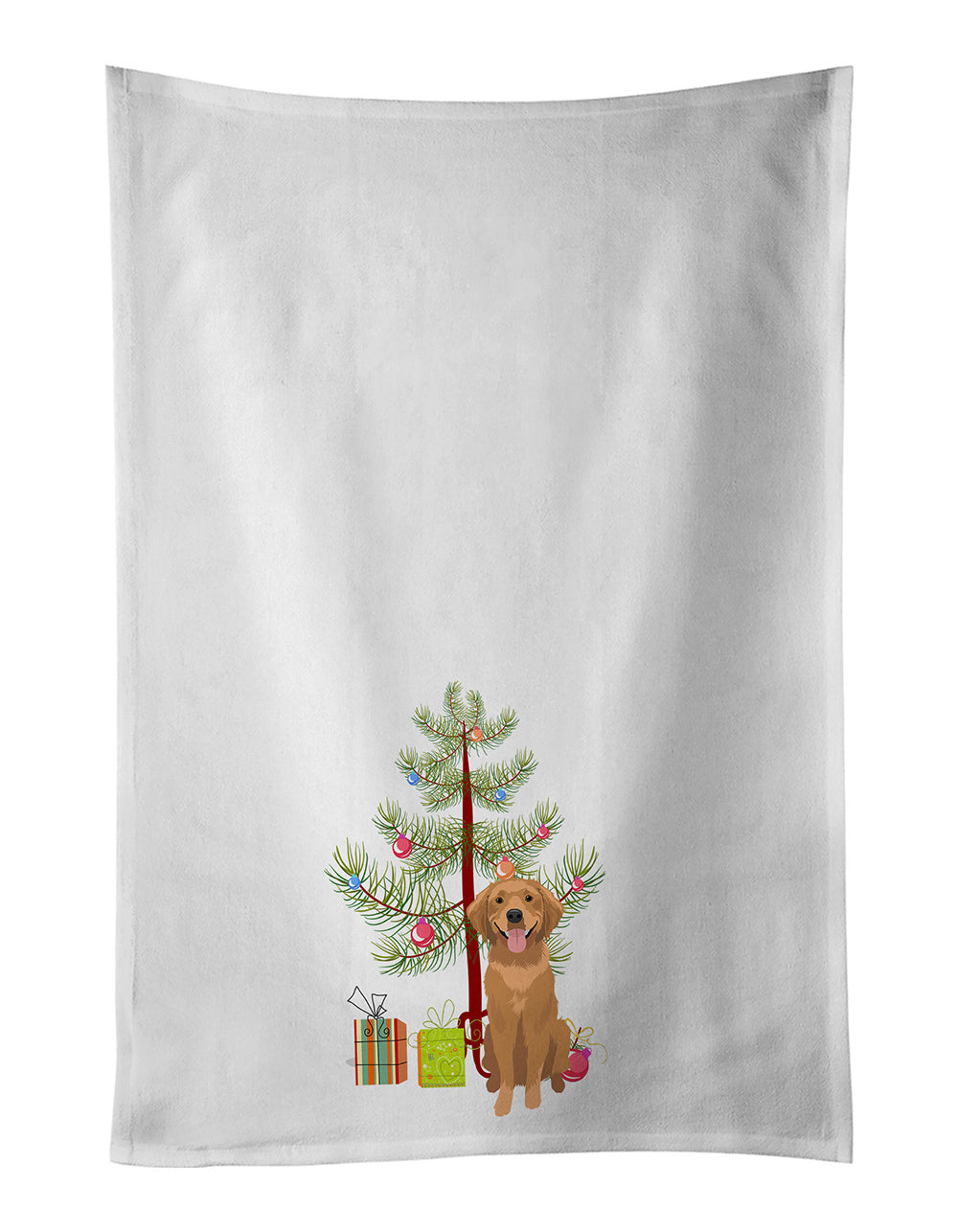 NEW Golden Retriever Red #2 Christmas Kitchen Towel Set of 2 White Dish Towels Decorative Bathroom Hand towel for Hand, Face, Hair, Yoga, Tea, Dishcloth, 19 X 28", White