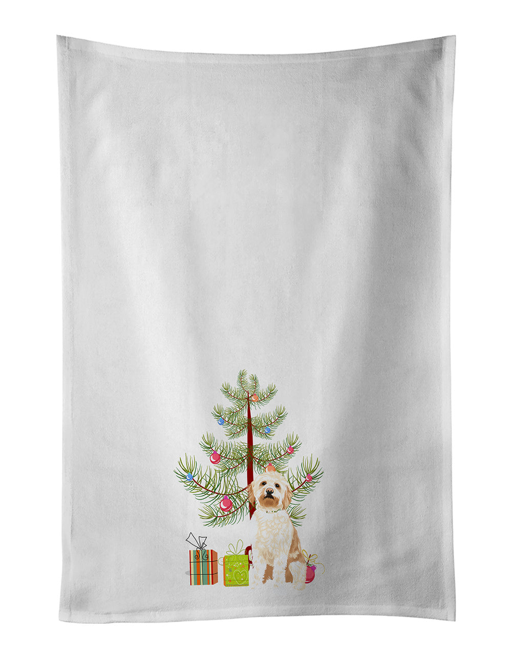NEW Doodle Red #2 Christmas Kitchen Towel Set of 2 White Dish Towels Decorative Bathroom Hand towel for Hand, Face, Hair, Yoga, Tea, Dishcloth, 19 X 28", White