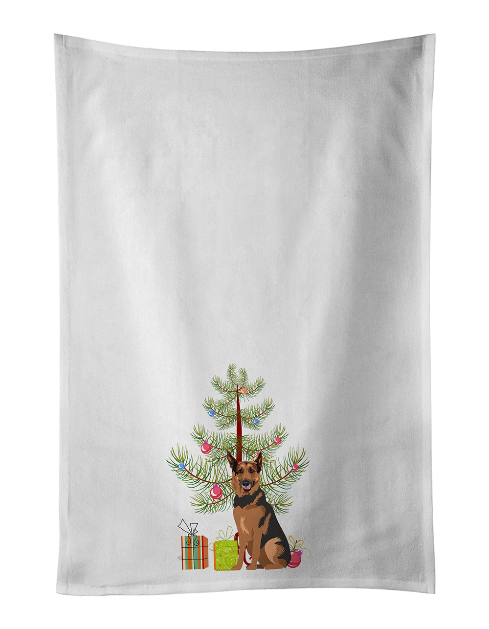 NEW German Shepherd Red Sable Christmas Kitchen Towel Set of 2 White Dish Towels Decorative Bathroom Hand towel for Hand, Face, Hair, Yoga, Tea, Dishcloth, 19 X 28", White