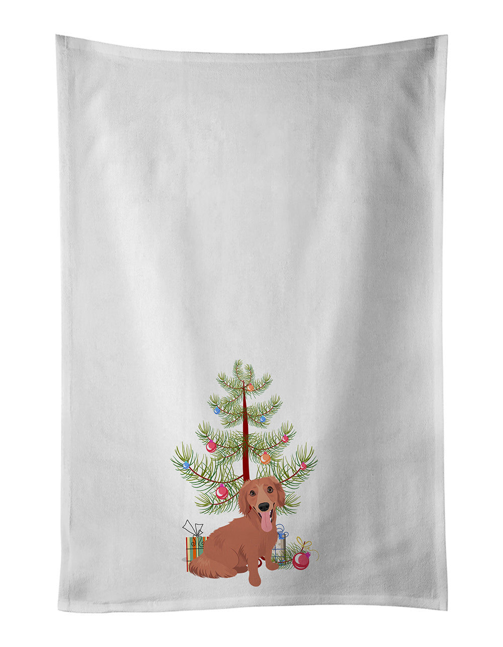 NEW Dachshund Red #1 Christmas Kitchen Towel Set of 2 White Dish Towels Decorative Bathroom Hand towel for Hand, Face, Hair, Yoga, Tea, Dishcloth, 19 X 28", White