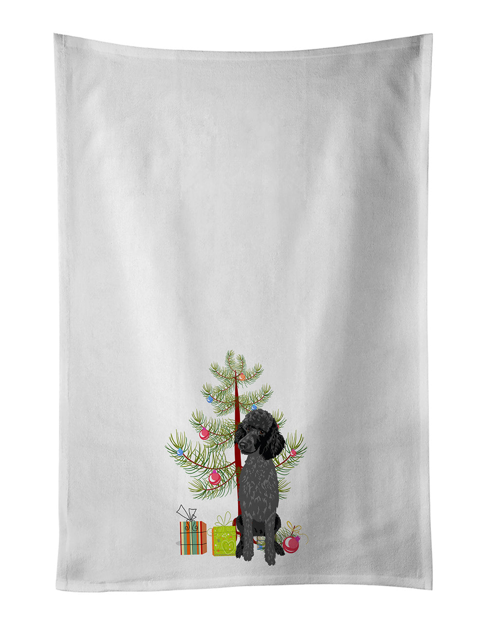 NEW Poodle Standard Black Christmas Kitchen Towel Set of 2 White Dish Towels Decorative Bathroom Hand towel for Hand, Face, Hair, Yoga, Tea, Dishcloth, 19 X 28", White