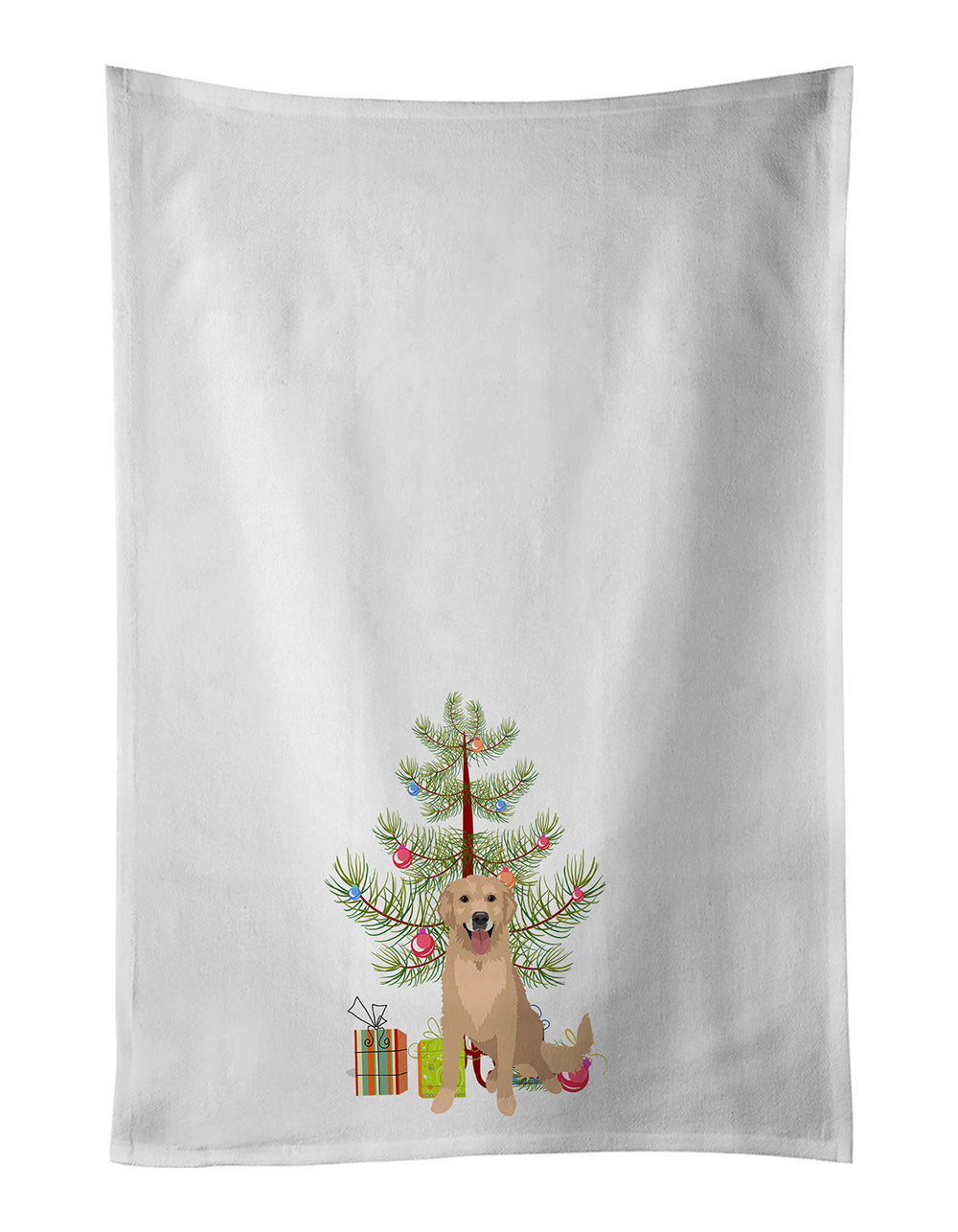 NEW Golden Retriever Fawn #3 Christmas Kitchen Towel Set of 2 White Dish Towels Decorative Bathroom Hand towel for Hand, Face, Hair, Yoga, Tea, Dishcloth, 19 X 28", White