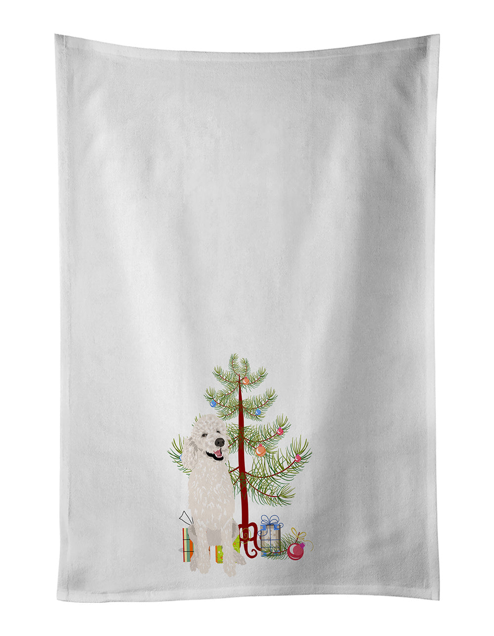 NEW Poodle Standard White Christmas Kitchen Towel Set of 2 White Dish Towels Decorative Bathroom Hand towel for Hand, Face, Hair, Yoga, Tea, Dishcloth, 19 X 28", White