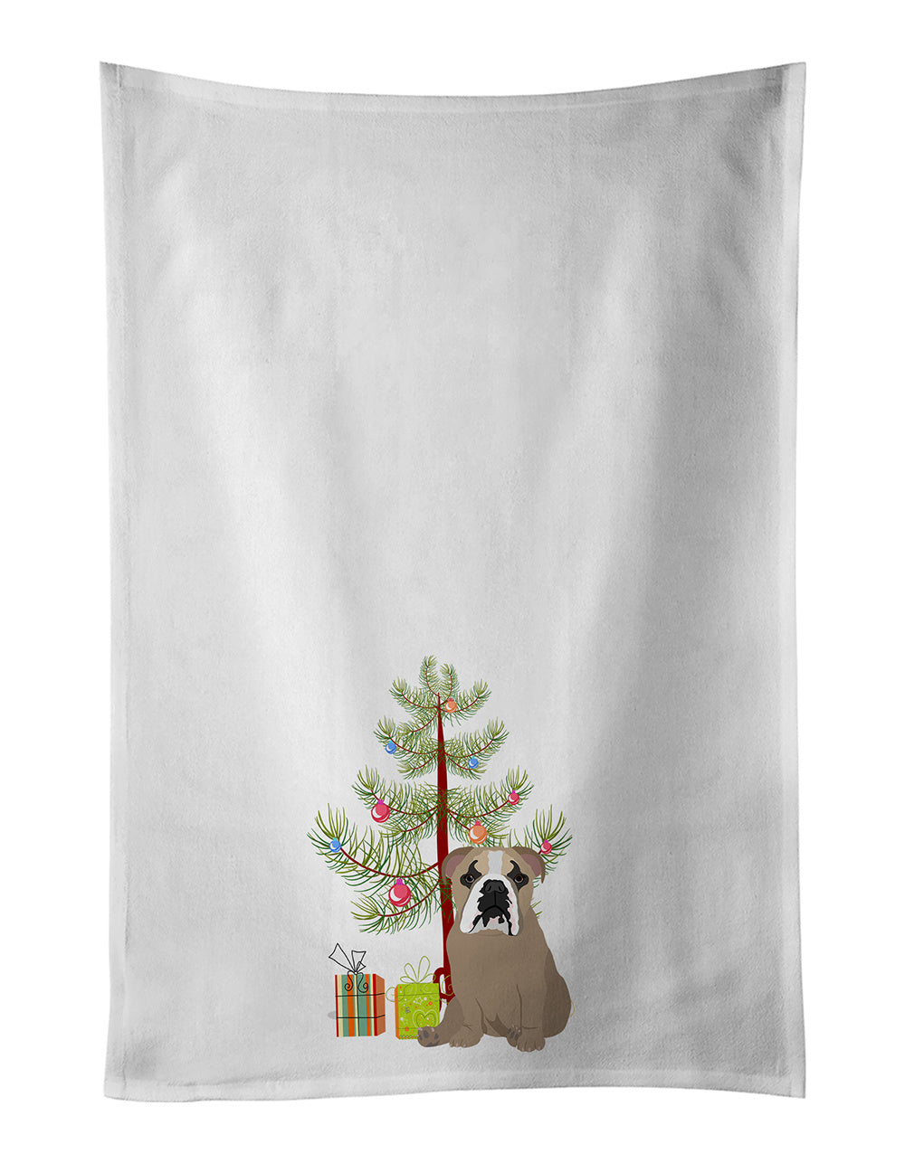 NEW English Bulldog Lilac Tricolor Christmas Kitchen Towel Set of 2 White Dish Towels Decorative Bathroom Hand towel for Hand, Face, Hair, Yoga, Tea, Dishcloth, 19 X 28", White