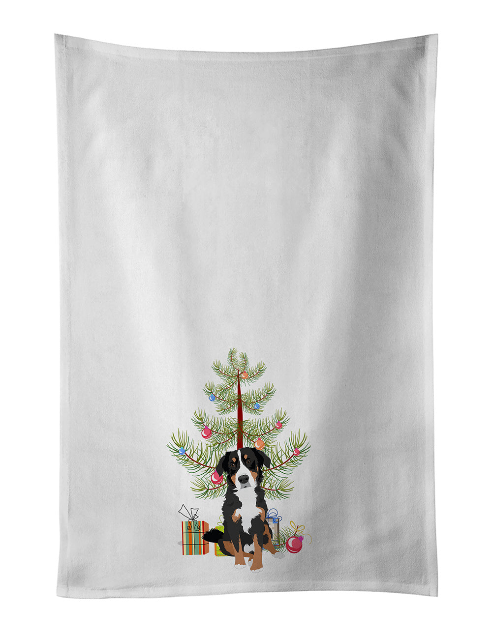 NEW Bernese Mountain Dog Puppy #2 Christmas Kitchen Towel Set of 2 White Dish Towels Decorative Bathroom Hand towel for Hand, Face, Hair, Yoga, Tea, Dishcloth, 19 X 28", White