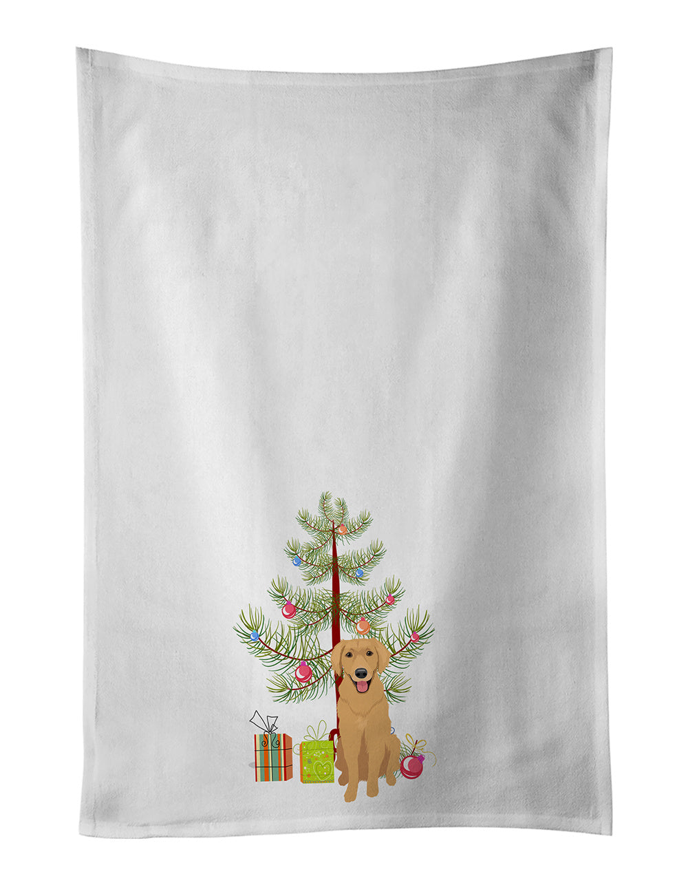 NEW Golden Retriever Gold #2 Christmas Kitchen Towel Set of 2 White Dish Towels Decorative Bathroom Hand towel for Hand, Face, Hair, Yoga, Tea, Dishcloth, 19 X 28", White