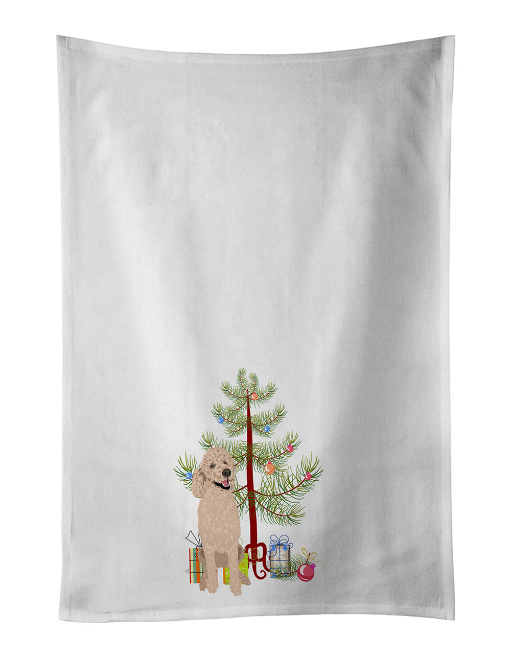 NEW Poodle Standard Cafe Au Lait Christmas Kitchen Towel Set of 2 White Dish Towels Decorative Bathroom Hand towel for Hand, Face, Hair, Yoga, Tea, Dishcloth, 19 X 28", White
