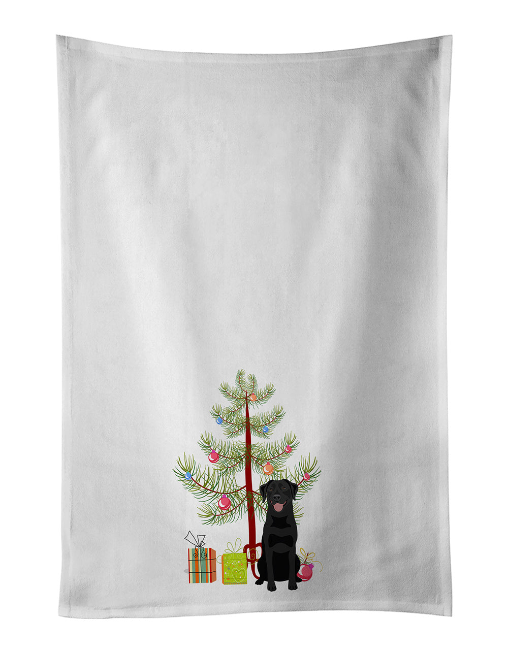 NEW Labrador Retriever Black #1 Christmas Kitchen Towel Set of 2 White Dish Towels Decorative Bathroom Hand towel for Hand, Face, Hair, Yoga, Tea, Dishcloth, 19 X 28", White