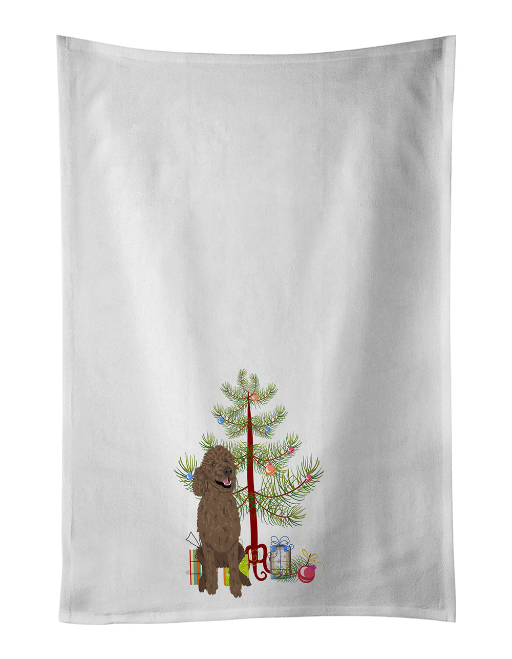 NEW Poodle Standard Brown Christmas Kitchen Towel Set of 2 White Dish Towels Decorative Bathroom Hand towel for Hand, Face, Hair, Yoga, Tea, Dishcloth, 19 X 28", White