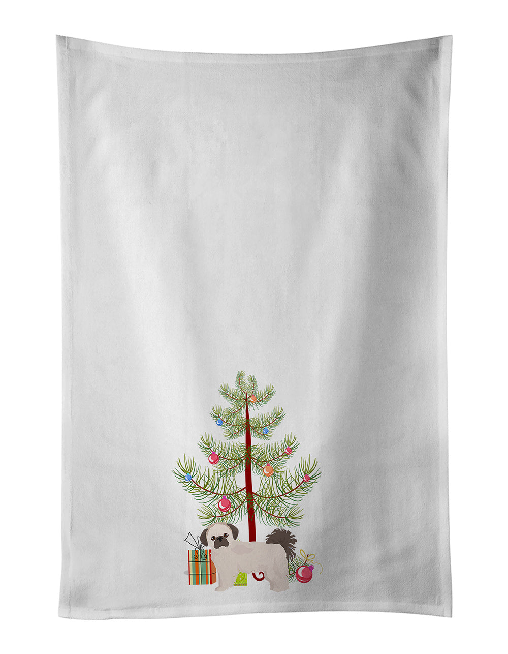 NEW Pekeapoo Christmas Tree Kitchen Towel Set of 2 White Dish Towels Decorative Bathroom Hand towel for Hand, Face, Hair, Yoga, Tea, Dishcloth, 19 X 28", White