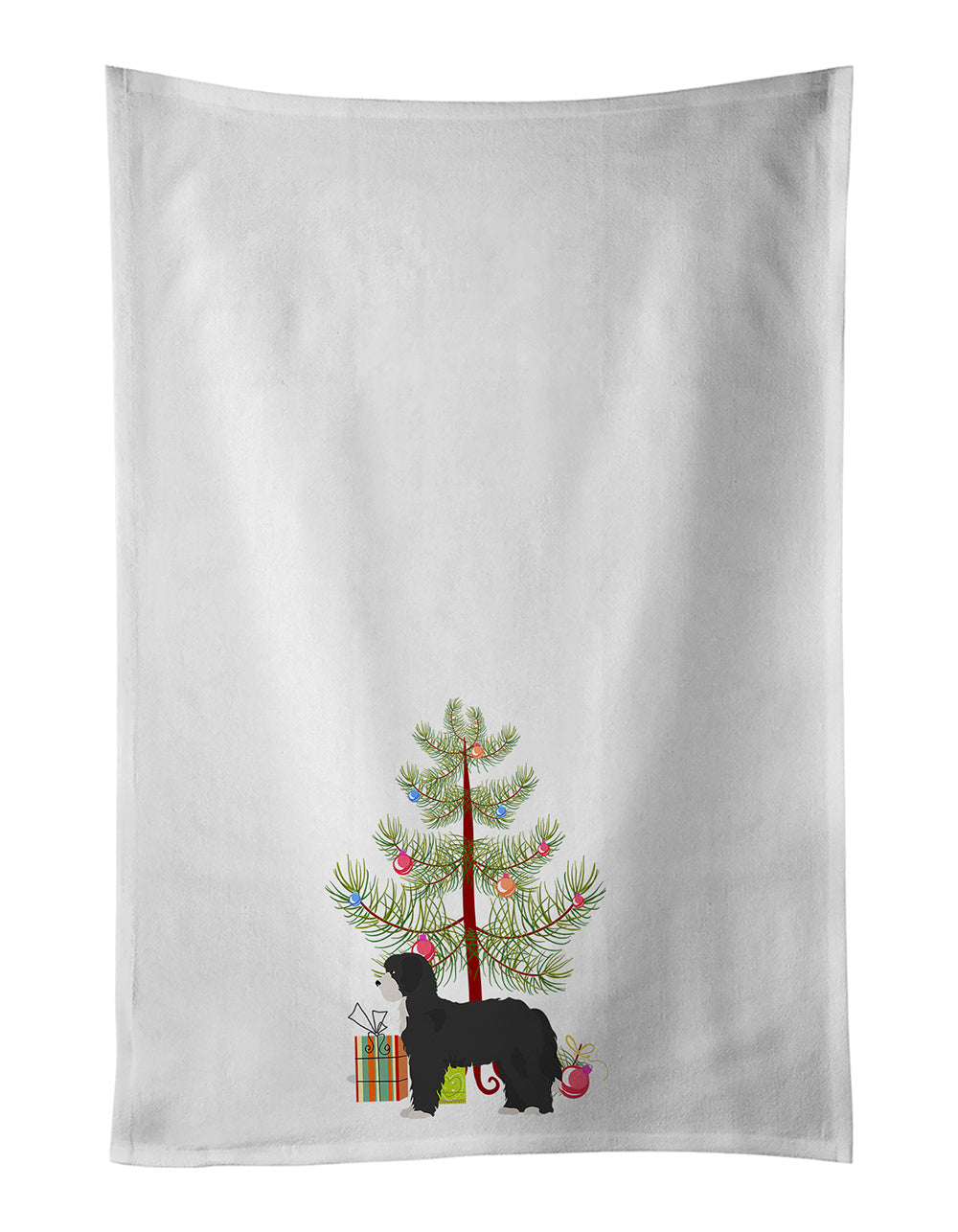 NEW Black Sheepadoodle Christmas Tree Kitchen Towel Set of 2 White Dish Towels Decorative Bathroom Hand towel for Hand, Face, Hair, Yoga, Tea, Dishcloth, 19 X 28", White