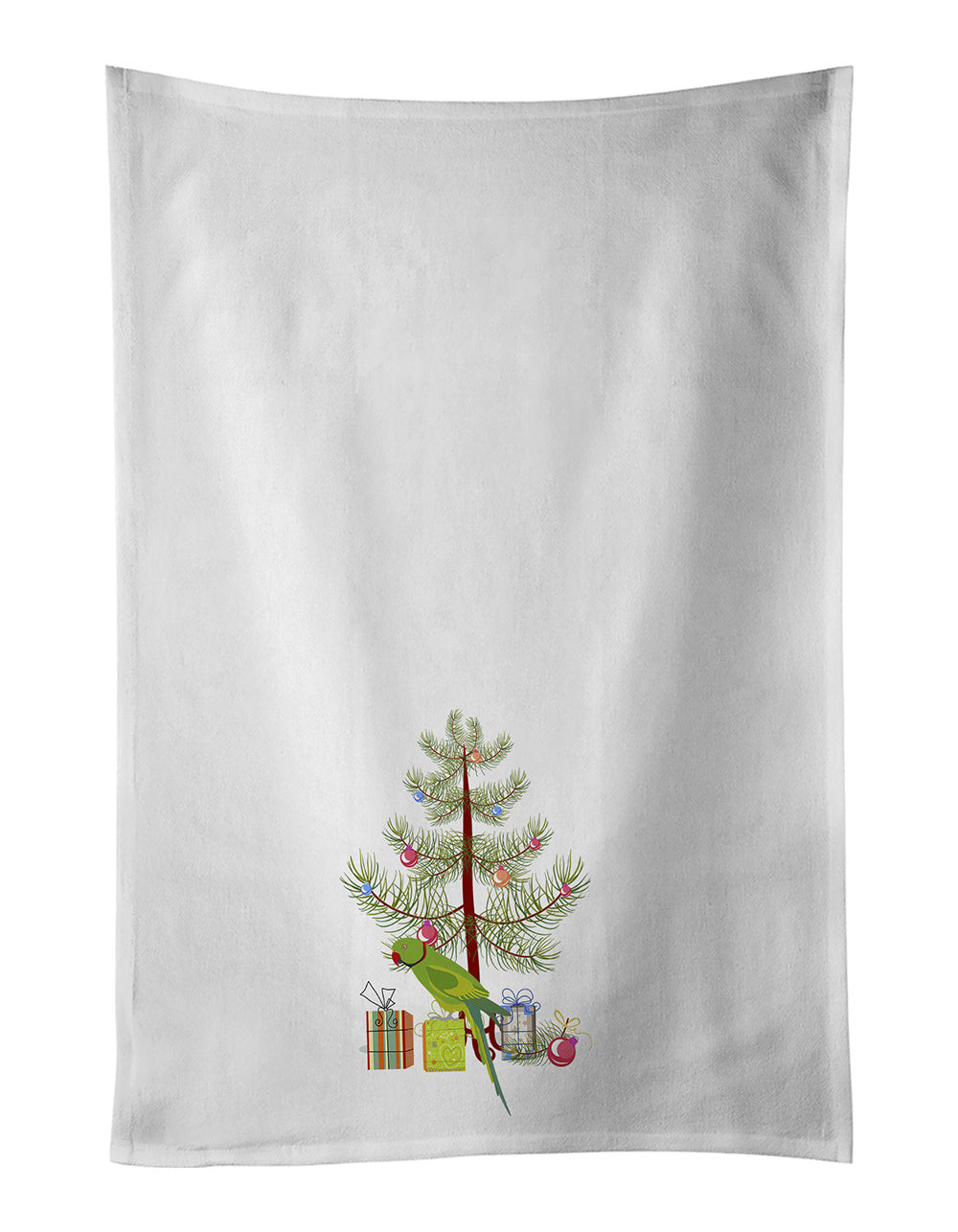 NEW Ring-Necked Parakeet Merry Christmas Kitchen Towel Set of 2 White Dish Towels Decorative Bathroom Hand towel for Hand, Face, Hair, Yoga, Tea, Dishcloth, 19 X 28", White