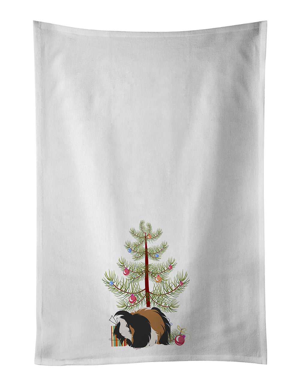 NEW Sheba Guinea Pig Merry Christmas Kitchen Towel Set of 2 White Dish Towels Decorative Bathroom Hand towel for Hand, Face, Hair, Yoga, Tea, Dishcloth, 19 X 28", White