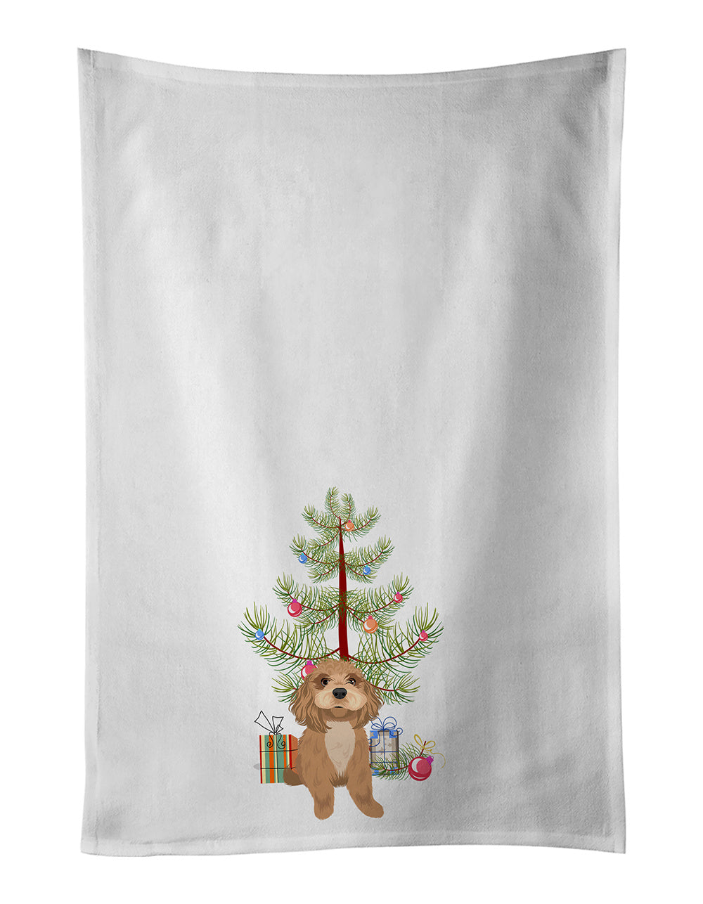 NEW Shih-Tzu Red Christmas Kitchen Towel Set of 2 White Dish Towels Decorative Bathroom Hand towel for Hand, Face, Hair, Yoga, Tea, Dishcloth, 19 X 28", White