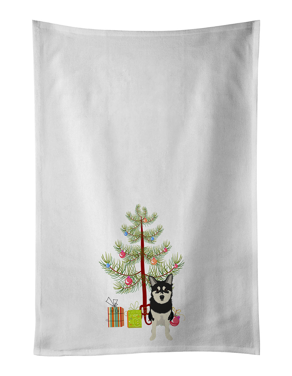 NEW Shiba Inu Husky Mix Christmas Kitchen Towel Set of 2 White Dish Towels Decorative Bathroom Hand towel for Hand, Face, Hair, Yoga, Tea, Dishcloth, 19 X 28", White