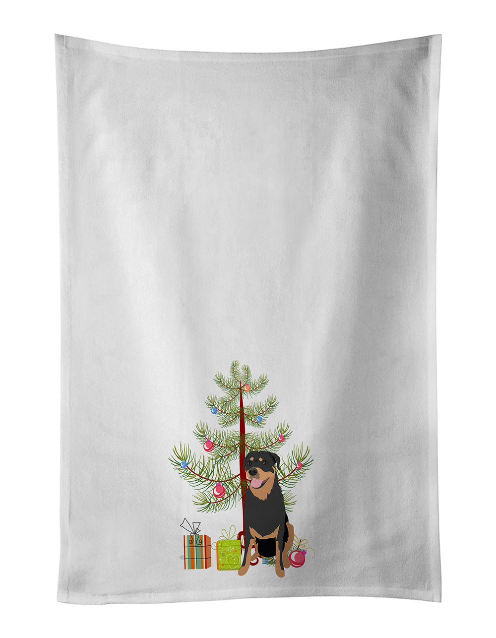 NEW Rottweiler Black and Tan #7 Christmas Kitchen Towel Set of 2 White Dish Towels Decorative Bathroom Hand towel for Hand, Face, Hair, Yoga, Tea, Dishcloth, 19 X 28", White