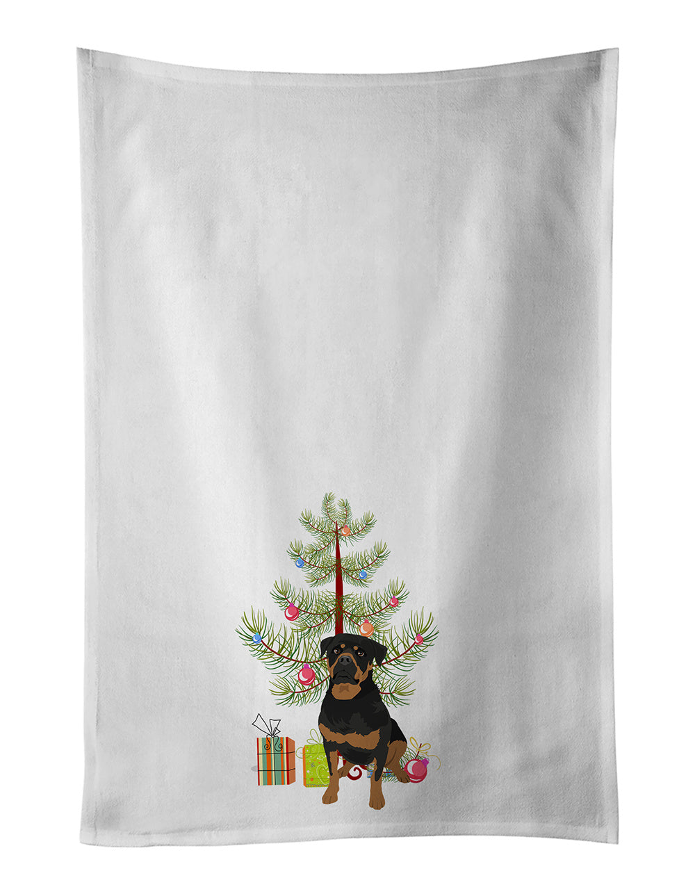 NEW Rottweiler Black and Mahogany Christmas Kitchen Towel Set of 2 White Dish Towels Decorative Bathroom Hand towel for Hand, Face, Hair, Yoga, Tea, Dishcloth, 19 X 28", White