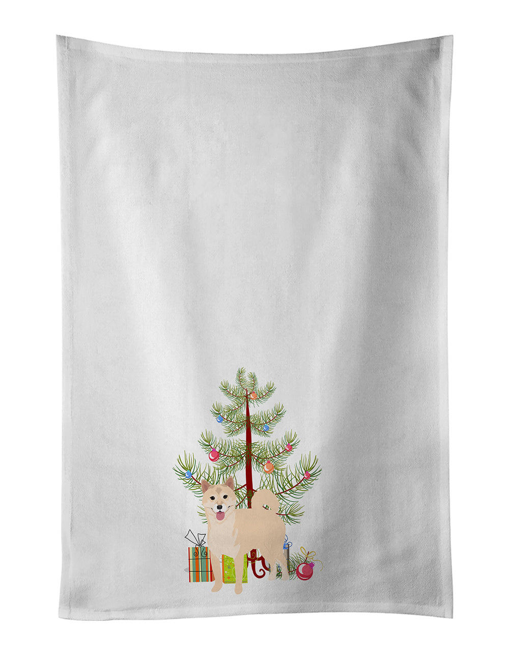 NEW Shiba Inu Cream #1 Christmas Kitchen Towel Set of 2 White Dish Towels Decorative Bathroom Hand towel for Hand, Face, Hair, Yoga, Tea, Dishcloth, 19 X 28", White