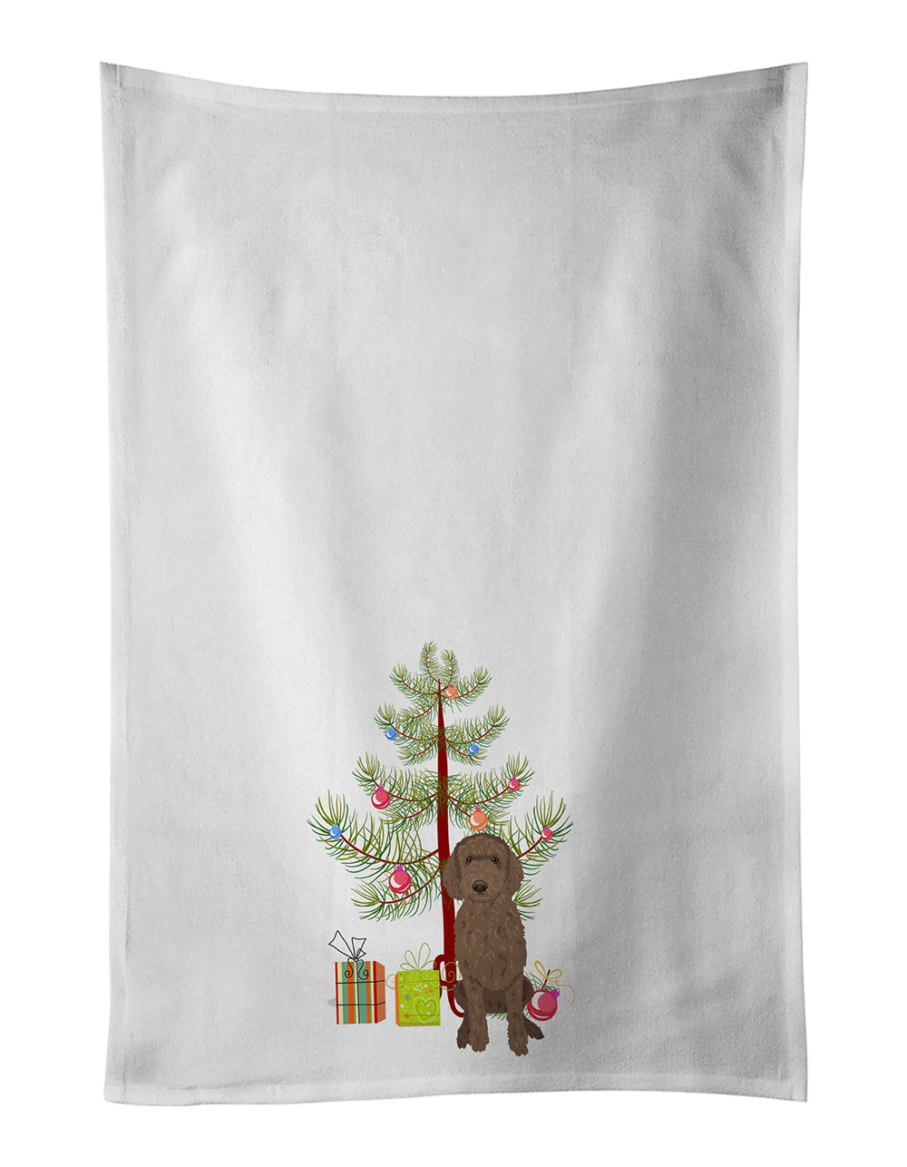 Doodle Chocolate #2 Christmas Kitchen Towel Set of 2 White Dish Towels Decorative Bathroom Hand towel for Hand, Face, Hair, Yoga, Tea, Dishcloth, 19 X 28", White