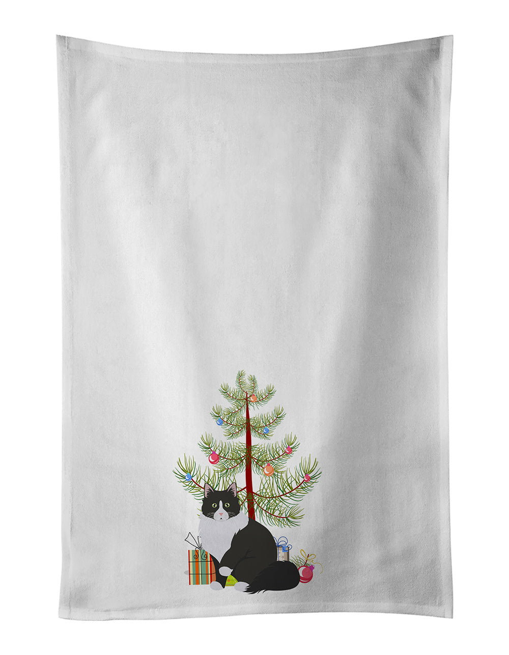 NEW Siberian Forest Cat Christmas Kitchen Towel Set of 2 White Dish Towels Decorative Bathroom Hand towel for Hand, Face, Hair, Yoga, Tea, Dishcloth, 19 X 28", White