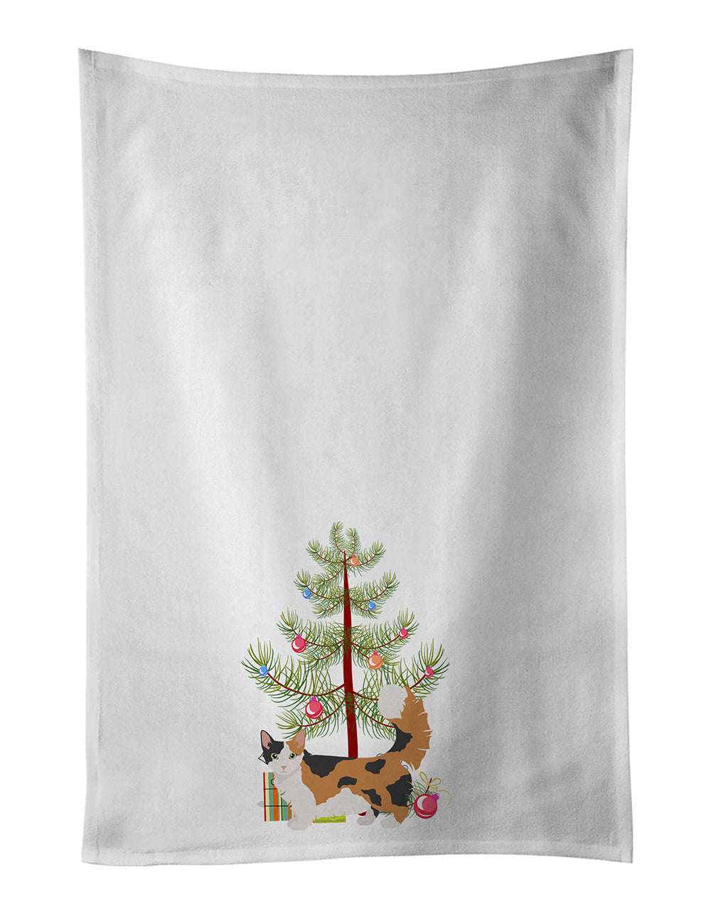 NEW Skookum Cat Christmas Kitchen Towel Set of 2 White Dish Towels Decorative Bathroom Hand towel for Hand, Face, Hair, Yoga, Tea, Dishcloth, 19 X 28", White