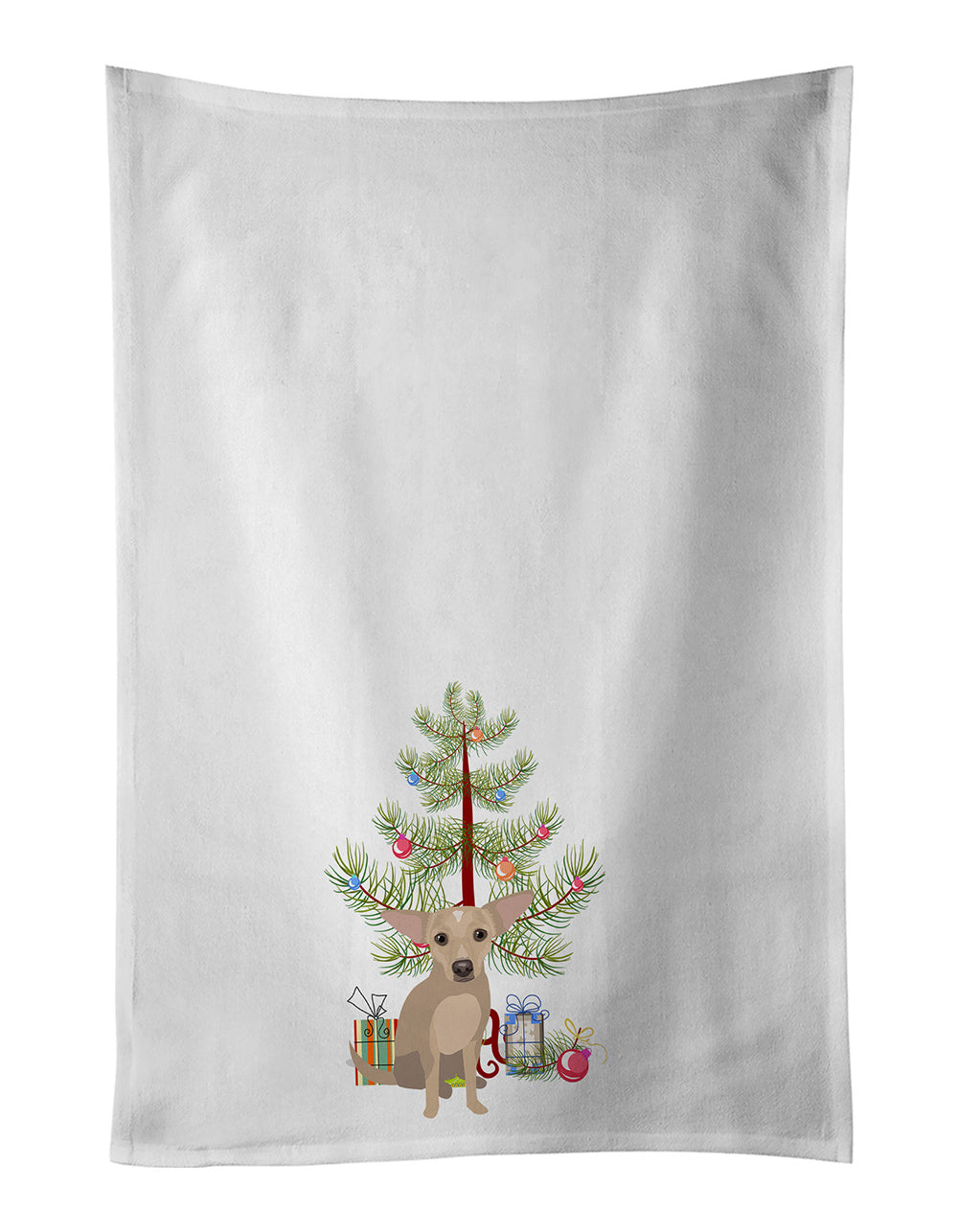NEW Chihuahua Silver Christmas Kitchen Towel Set of 2 White Dish Towels Decorative Bathroom Hand towel for Hand, Face, Hair, Yoga, Tea, Dishcloth, 19 X 28", White