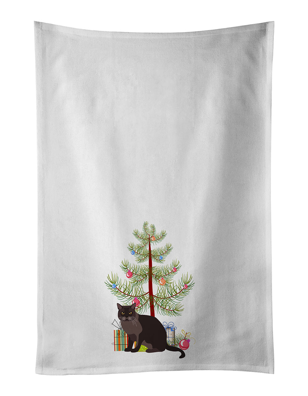 NEW European Burmese Cat Christmas Kitchen Towel Set of 2 White Dish Towels Decorative Bathroom Hand towel for Hand, Face, Hair, Yoga, Tea, Dishcloth, 19 X 28", White