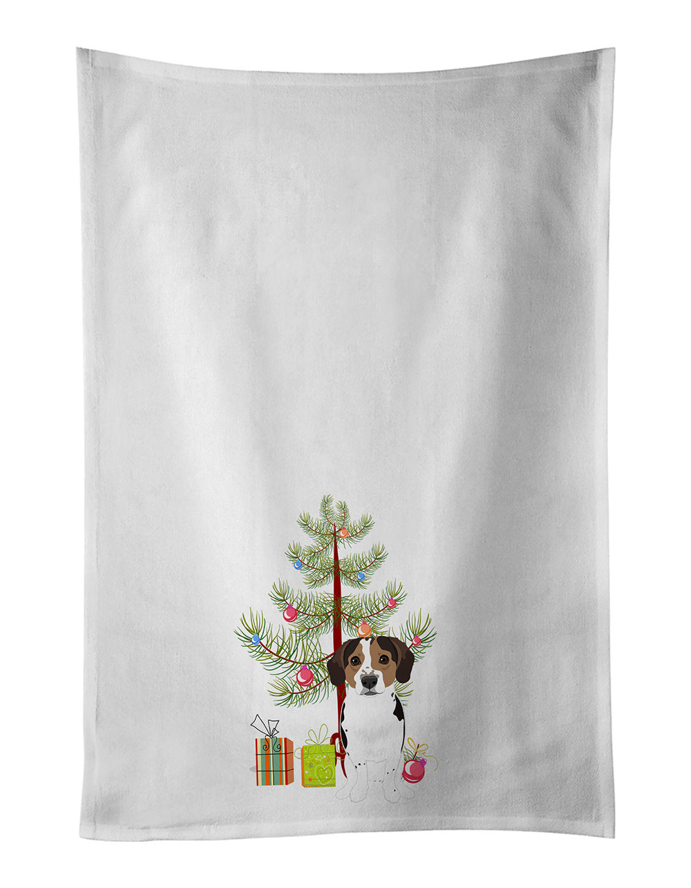 NEW Beagle Tricolor Ticked Christmas Kitchen Towel Set of 2 White Dish Towels Decorative Bathroom Hand towel for Hand, Face, Hair, Yoga, Tea, Dishcloth, 19 X 28", White