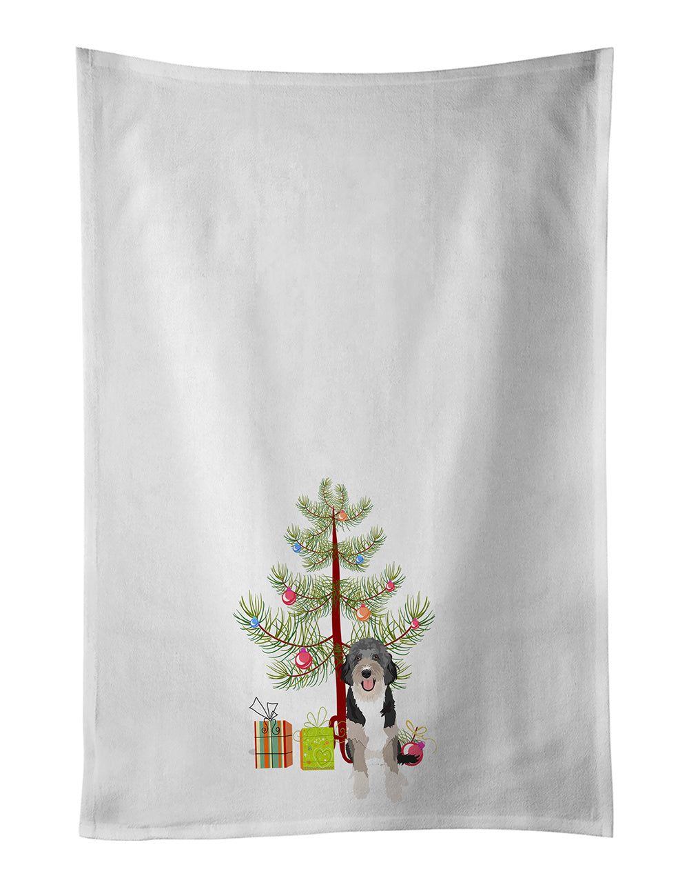 NEW Doodle Black Tricolor #1 Christmas Kitchen Towel Set of 2 White Dish Towels Decorative Bathroom Hand towel for Hand, Face, Hair, Yoga, Tea, Dishcloth, 19 X 28", White