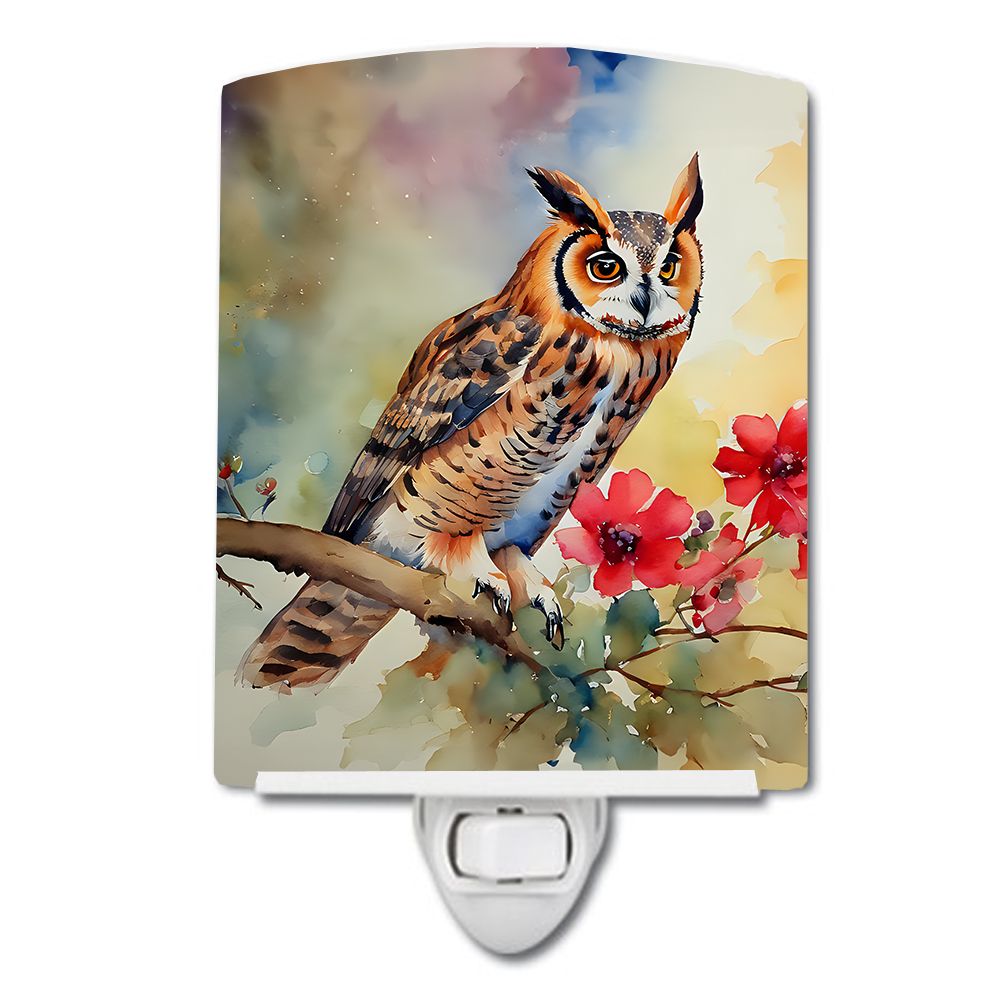 NEW Long-Eared Owl Ceramic Night Light Compact, UL-Certified, Ideal for Bedroom, Bathroom, Nursery, Hallway, Kitchen, 6x4x3, Multicolor