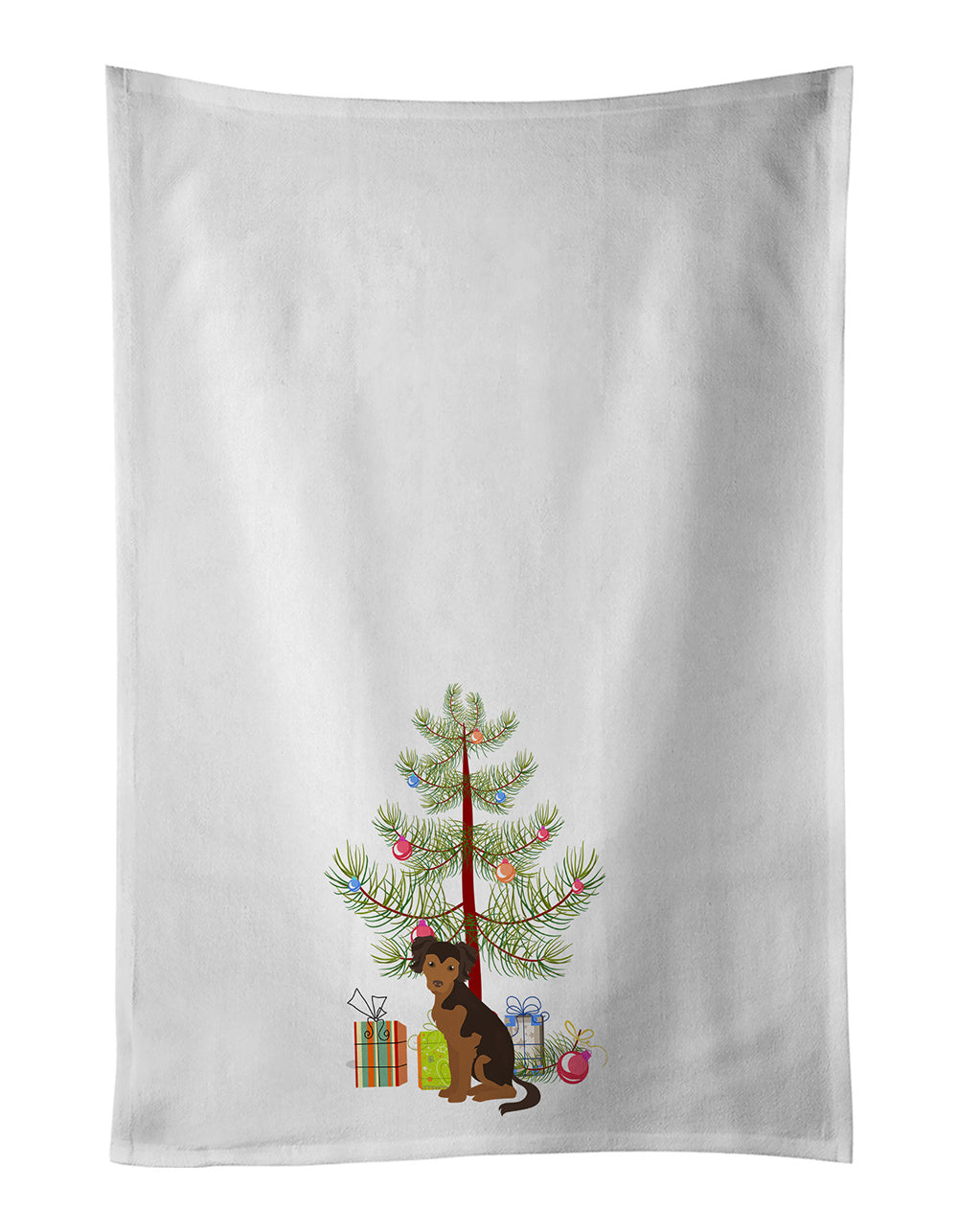 NEW Persian Chihuahua Christmas Tree Kitchen Towel Set of 2 White Dish Towels Decorative Bathroom Hand towel for Hand, Face, Hair, Yoga, Tea, Dishcloth, 19 X 28", White