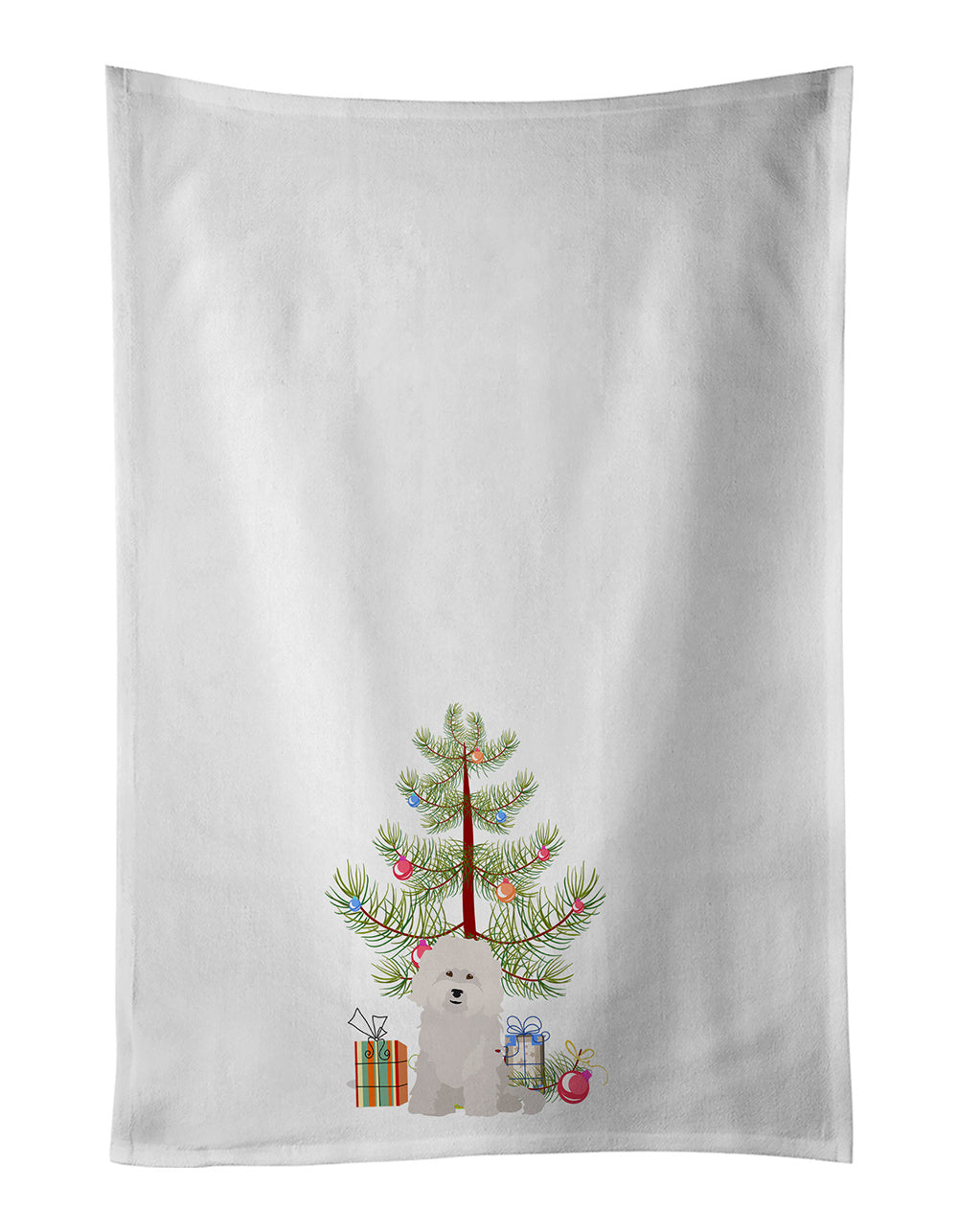 NEW Bolognese Christmas Tree Kitchen Towel Set of 2 White Dish Towels Decorative Bathroom Hand towel for Hand, Face, Hair, Yoga, Tea, Dishcloth, 19 X 28", White