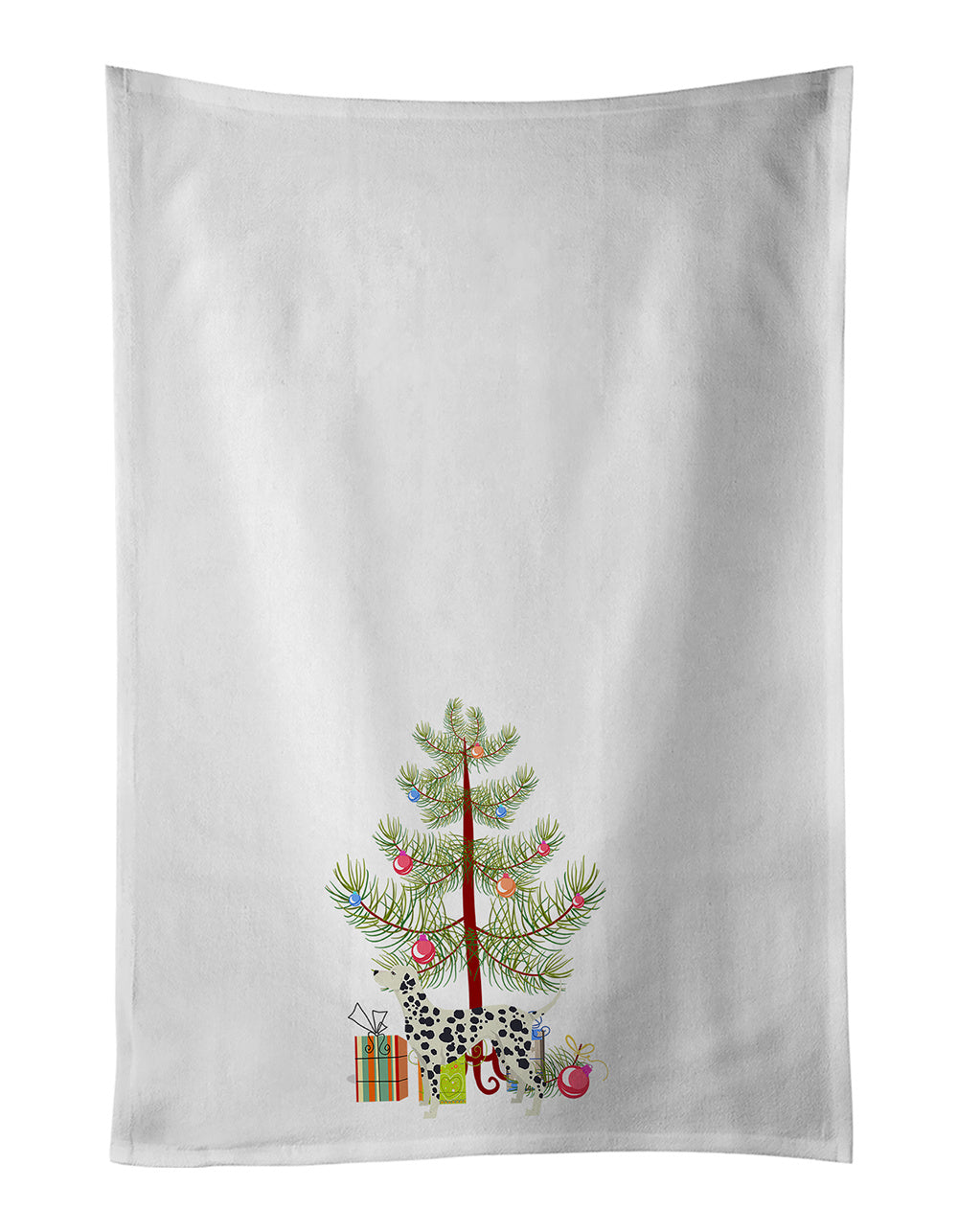 NEW Dalmatian Christmas Tree Kitchen Towel Set of 2 White Dish Towels Decorative Bathroom Hand towel for Hand, Face, Hair, Yoga, Tea, Dishcloth, 19 X 28", White