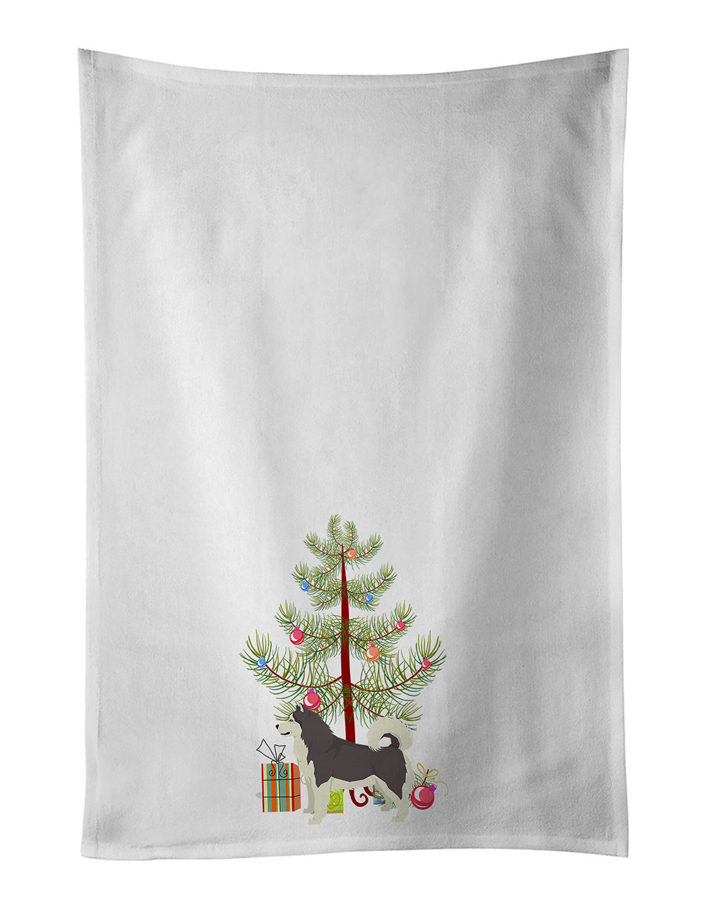 NEW Alaskan Malamute Christmas Tree Kitchen Towel Set of 2 White Dish Towels Decorative Bathroom Hand towel for Hand, Face, Hair, Yoga, Tea, Dishcloth, 19 X 28", White