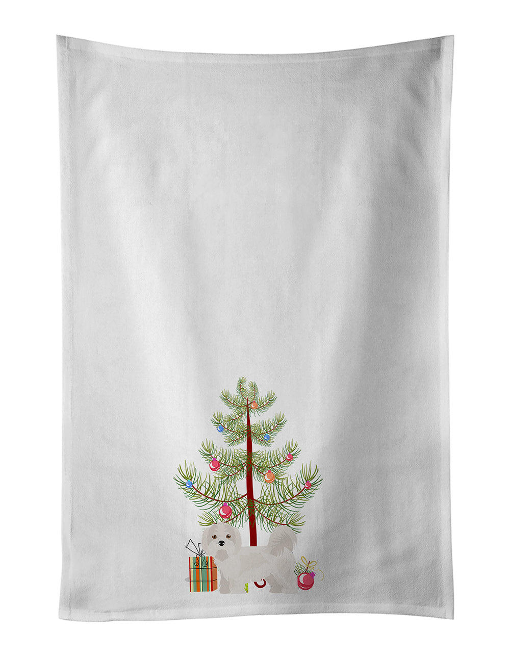 NEW Kyi-Leo Christmas Tree Kitchen Towel Set of 2 White Dish Towels Decorative Bathroom Hand towel for Hand, Face, Hair, Yoga, Tea, Dishcloth, 19 X 28", White