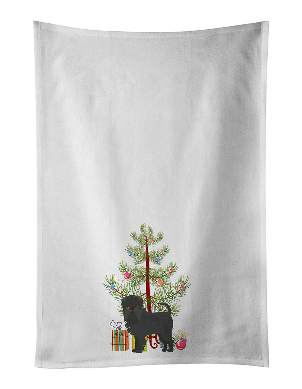 NEW Affenpinscher Christmas Tree Kitchen Towel Set of 2 White Dish Towels Decorative Bathroom Hand towel for Hand, Face, Hair, Yoga, Tea, Dishcloth, 19 X 28", White